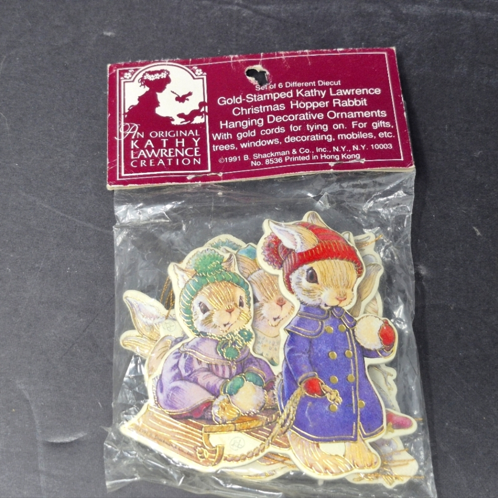Vintage Kathy Lawerance Rabbit Christmas Ornaments